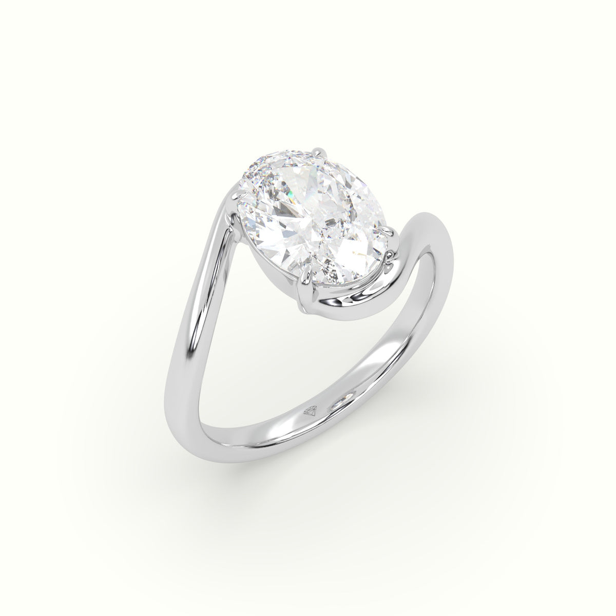 Oval Solitaire Engagement Ring — White Gold