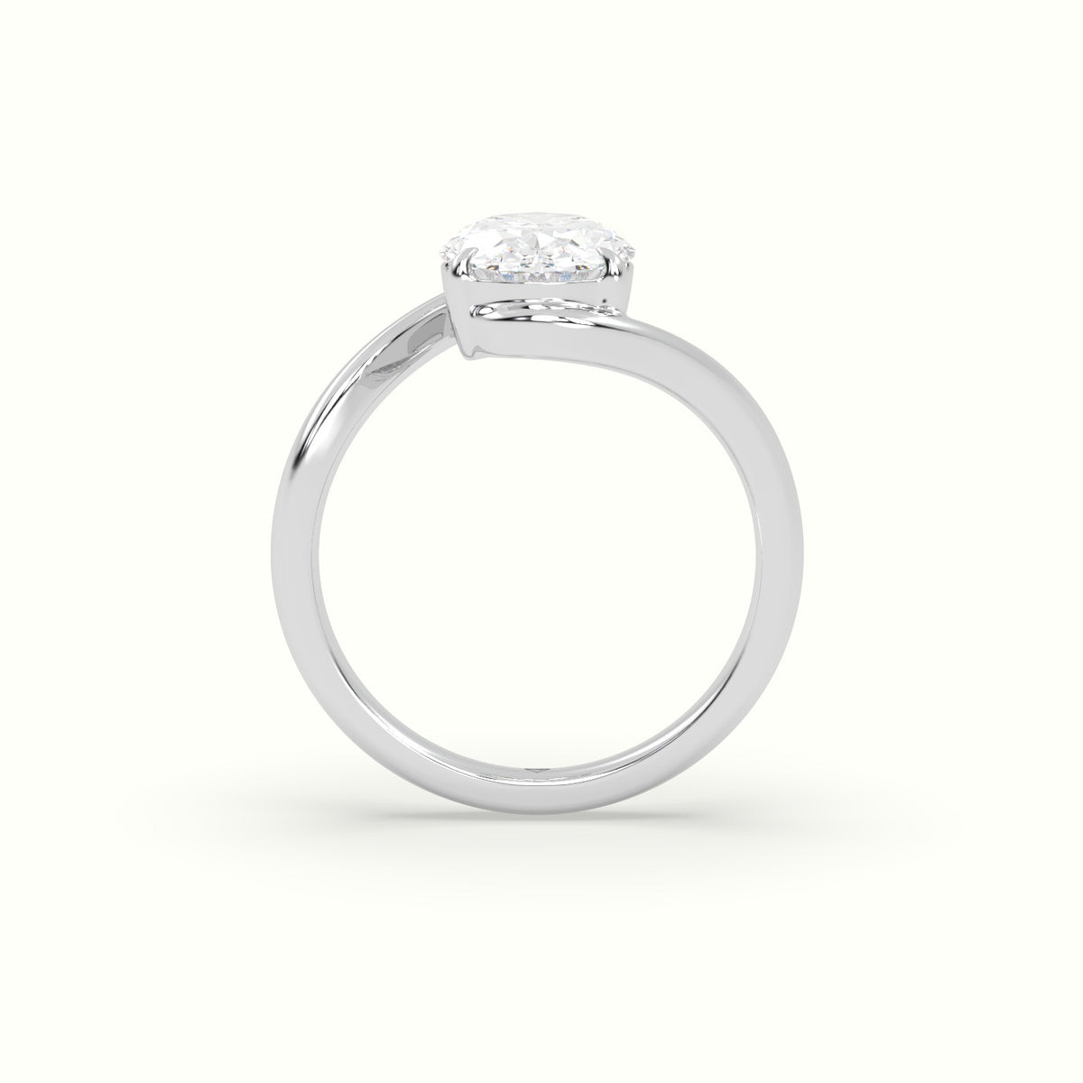 Oval Solitaire Engagement Ring — White Gold