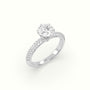Round Cut Pave Engagement Ring — White Gold