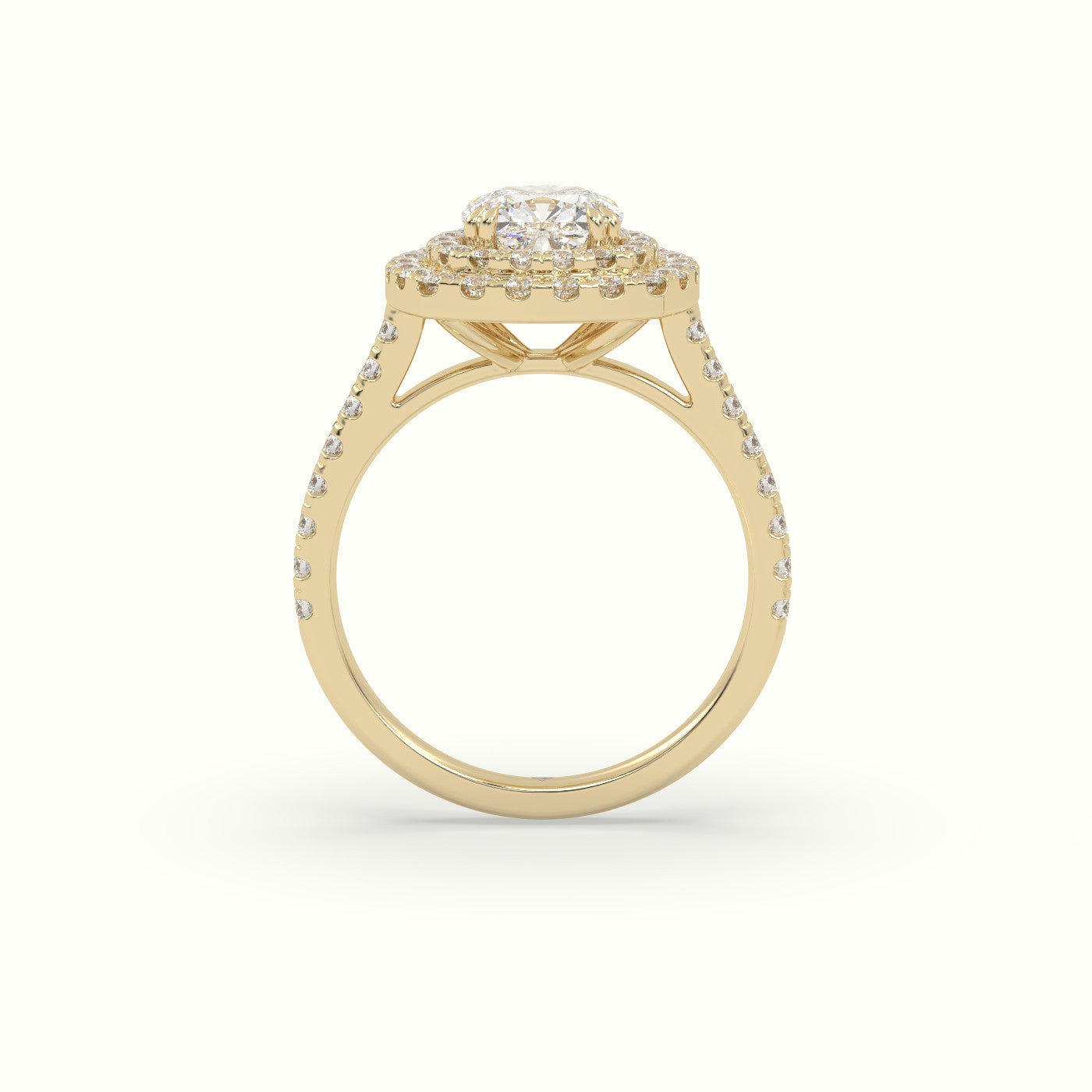 Cushion Cut Halo Diamond Engagement Ring — Yellow Gold