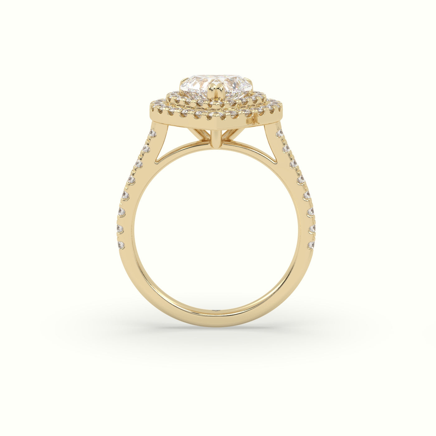 Heart Cut Halo Diamond Engagement Ring — Yellow Gold