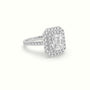 Emerald Cut Halo Diamond Engagement Ring — White Gold