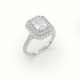 Emerald Cut Halo Diamond Engagement Ring — White Gold