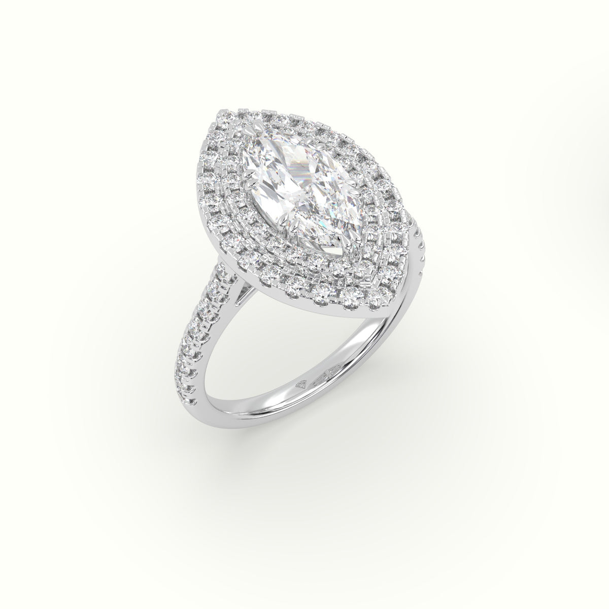 Marquise Cut Halo Diamond Engagement Ring — White Gold