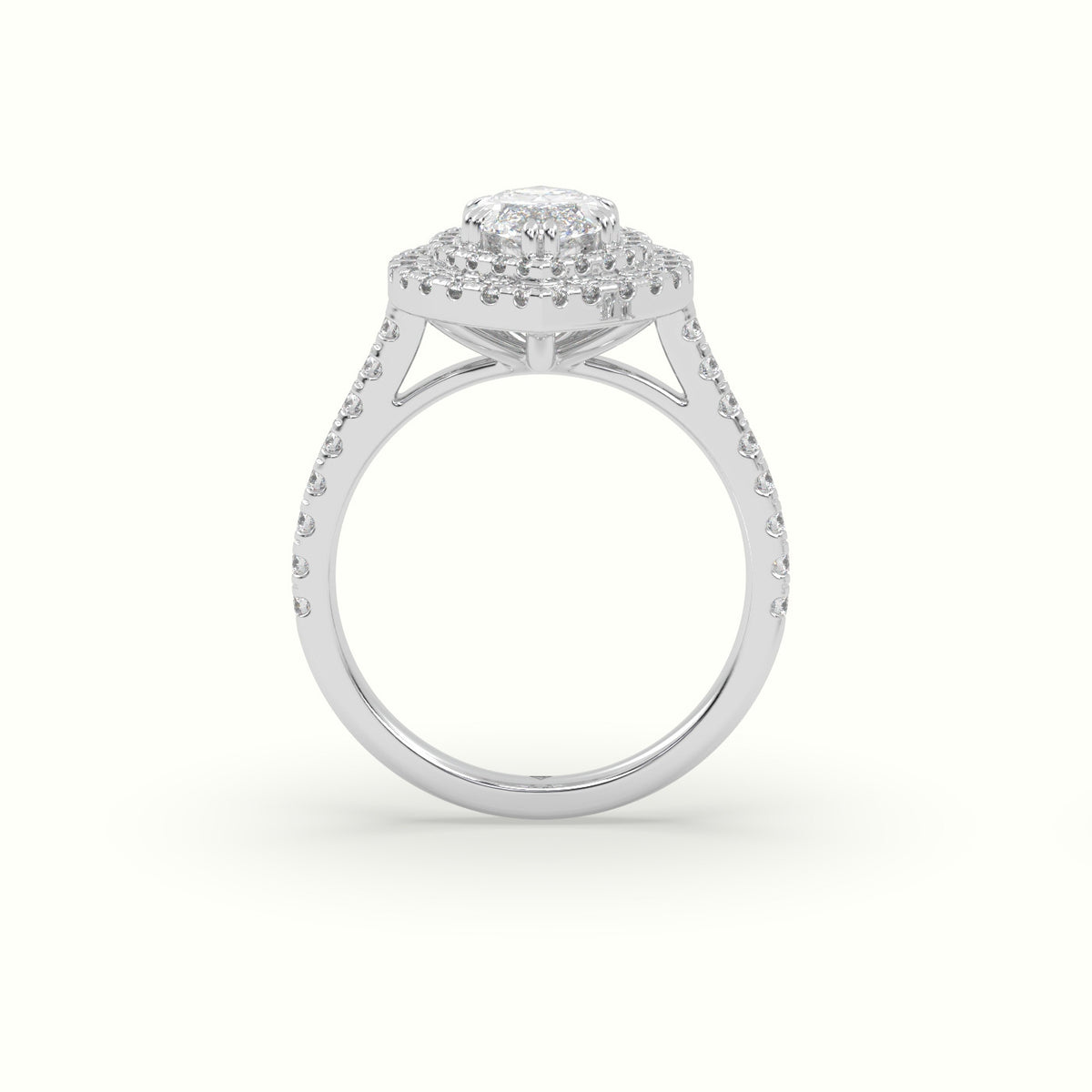 Marquise Cut Halo Diamond Engagement Ring — White Gold