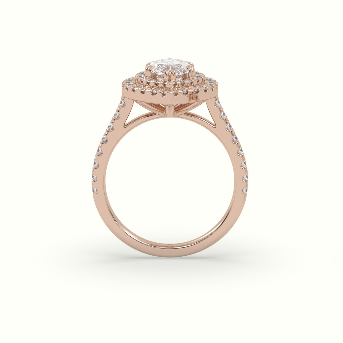 Marquise Cut Halo Diamond Engagement Ring — Rose Gold