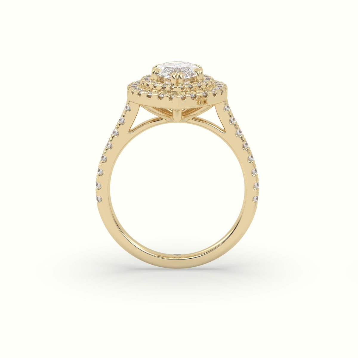 Marquise Cut Halo Diamond Engagement Ring — Yellow Gold