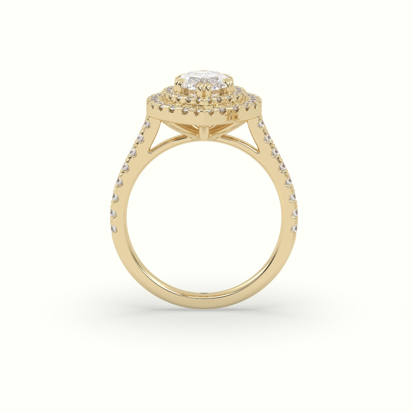 Marquise Cut Halo Diamond Engagement Ring — Yellow Gold