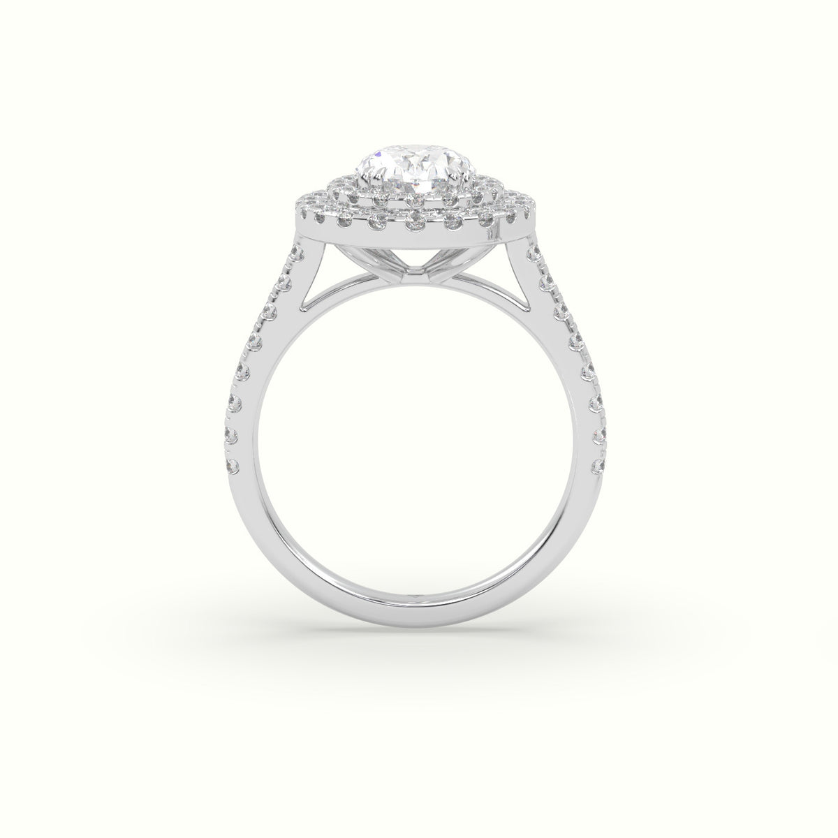 Oval Cut Diamond Halo Engagement Ring — White Gold