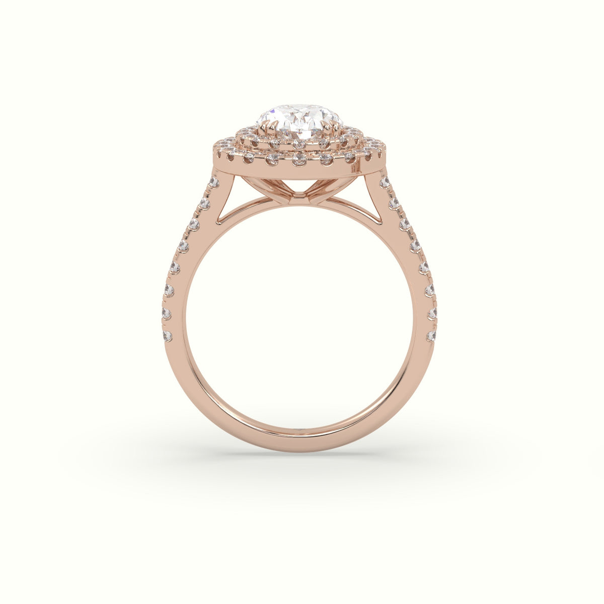 Oval Cut Diamond Halo Engagement Ring — Rose Gold