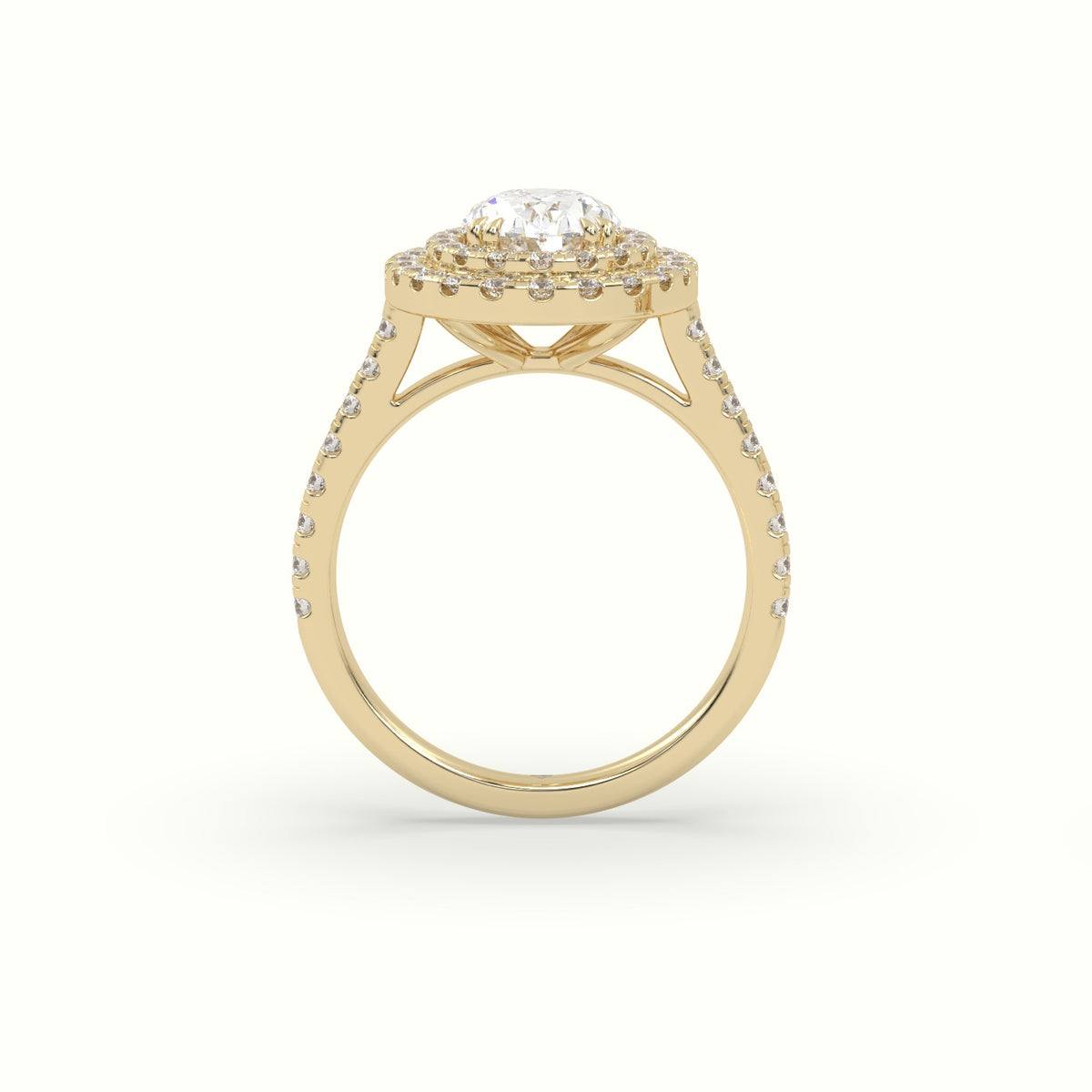 Oval Cut Diamond Halo Engagement Ring — Yellow Gold