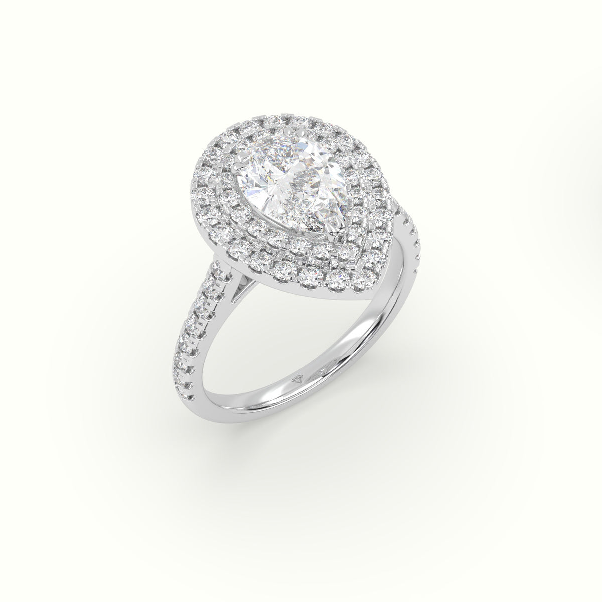 Pear Cut Diamond Halo Engagement Ring — White Gold