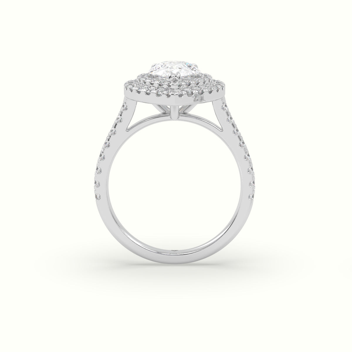 Pear Cut Diamond Halo Engagement Ring — White Gold