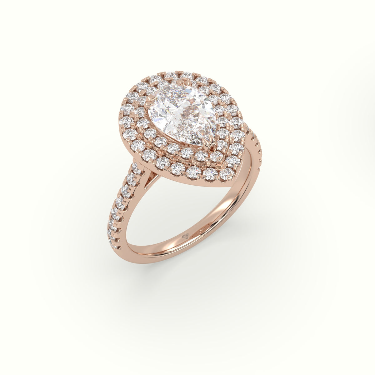 Pear Cut Diamond Halo Engagement Ring — Rose Gold