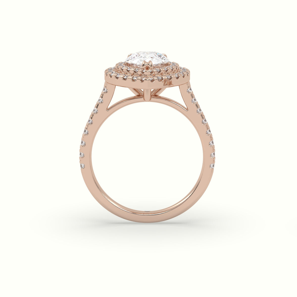 Pear Cut Diamond Halo Engagement Ring — Rose Gold