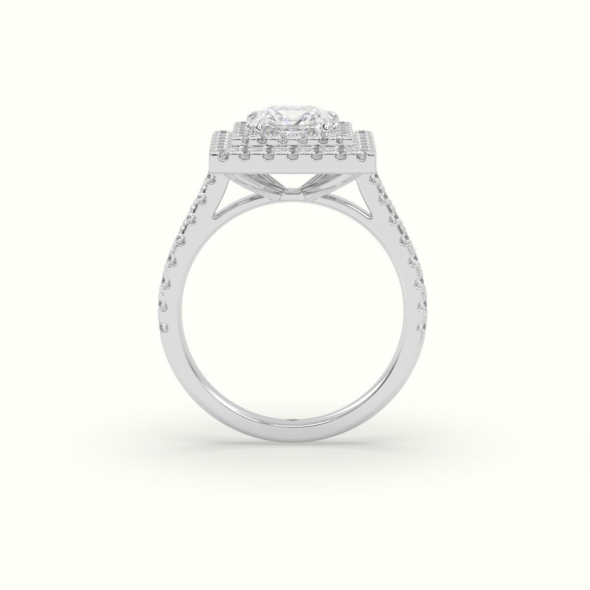 Princess Cut Diamond Halo Engagement Ring — White Gold