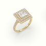 Princess Cut Diamond Halo Engagement Ring — Yellow Gold