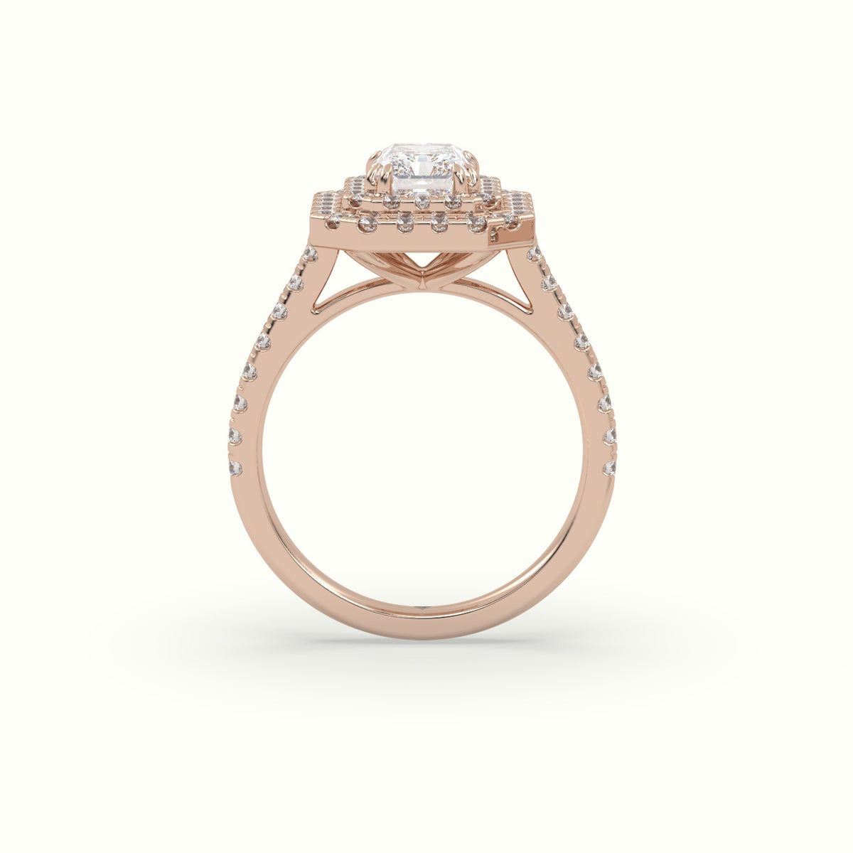 Radiant Cut Diamond Halo Engagement Ring — Rose Gold