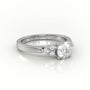 Round Cut Diamond 4 Prongs Side Stone Setting Engagement Ring — White Gold