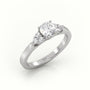 Round Cut Diamond 4 Prongs Side Stone Setting Engagement Ring — White Gold