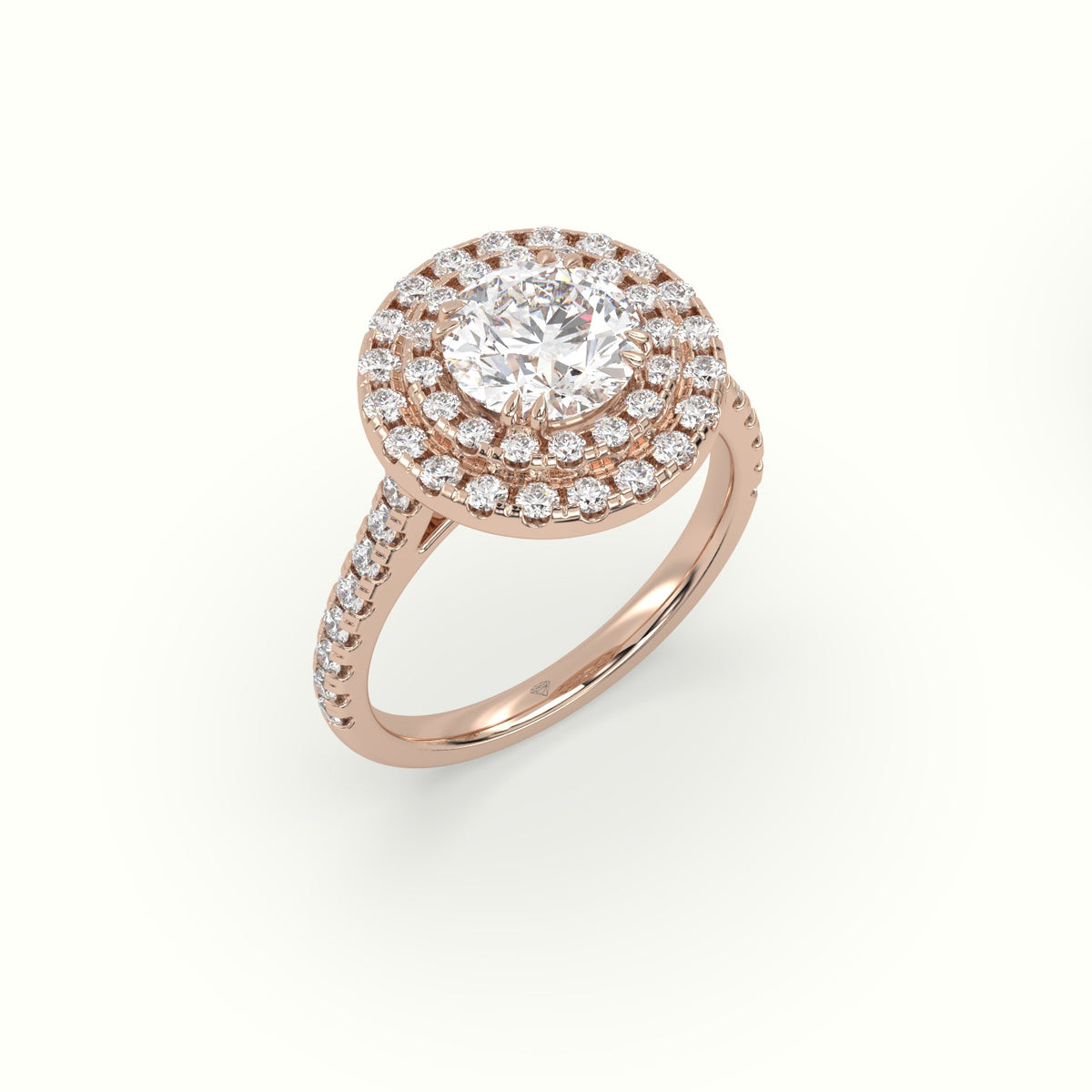 Round Cut Diamond Halo Engagement Ring — Rose Gold