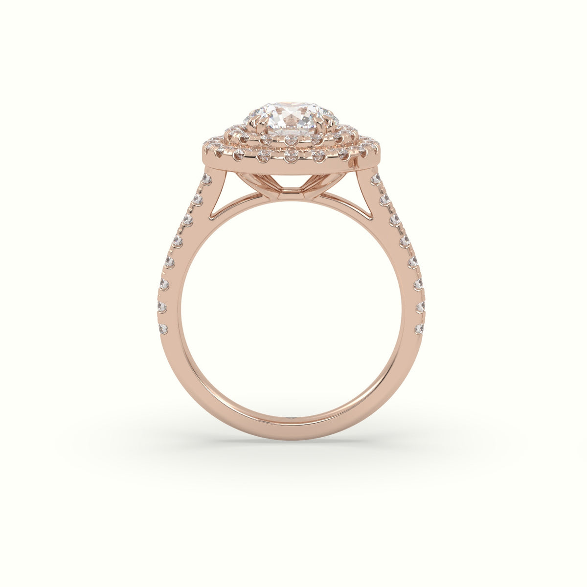 Round Cut Diamond Halo Engagement Ring — Rose Gold