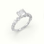 Asscher Cut Diamond Engagement Ring With Side Stones — White Gold