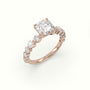 Asscher Cut Diamond Engagement Ring With Side Stones — Rose Gold