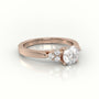 Round Cut Diamond 4 Prongs Side Stone Setting Engagement Ring — Rose Gold