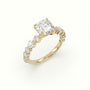 Asscher Cut Diamond Engagement Ring With Side Stones — Yellow Gold