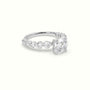 Cushion Cut Diamond Engagement Ring With Side Stones — White Gold