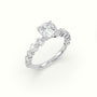 Cushion Cut Diamond Engagement Ring With Side Stones — White Gold