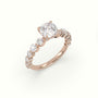 Cushion Cut Diamond Engagement Ring With Side Stones — Rose Gold