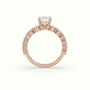 Cushion Cut Diamond Engagement Ring With Side Stones — Rose Gold