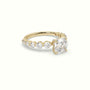Cushion Cut Diamond Engagement Ring With Side Stones — Yellow Gold