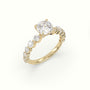 Cushion Cut Diamond Engagement Ring With Side Stones — Yellow Gold