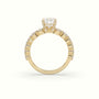 Cushion Cut Diamond Engagement Ring With Side Stones — Yellow Gold
