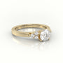 Round Cut Diamond 4 Prongs Side Stone Setting Engagement Ring — Yellow Gold