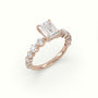Emerald Cut Diamond Engagement Ring With Side Stones — Rose Gold