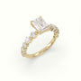 Emerald Cut Diamond Engagement Ring With Side Stones — Yellow Gold