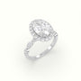 Oval Diamond Halo Pave Engagement Ring — White Gold