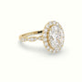 Oval Diamond Halo Pave Engagement Ring — Yellow Gold