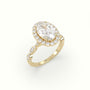 Oval Diamond Halo Pave Engagement Ring — Yellow Gold