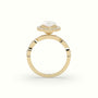 Oval Diamond Halo Pave Engagement Ring — Yellow Gold