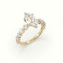 Marquise Cut Diamond Engagement Ring With Side Stones — Yellow Gold