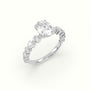 Oval Cut Diamond Engagement Ring With Side Stones — White Gold