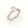 Oval Cut Diamond Engagement Ring With Side Stones — Rose Gold