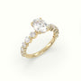Oval Cut Diamond Engagement Ring With Side Stones — Yellow Gold