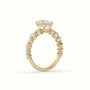 Oval Cut Diamond Engagement Ring With Side Stones — Yellow Gold