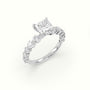 Princess Cut Diamond Engagement Ring With Side Stones — White Gold